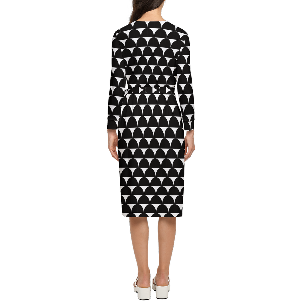 Bauhaus Moon Women's ¾ Sleeve Wrap Dress-Heavy Knit