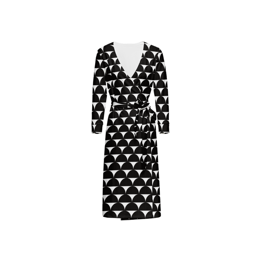 Bauhaus Moon Women's ¾ Sleeve Wrap Dress-Heavy Knit