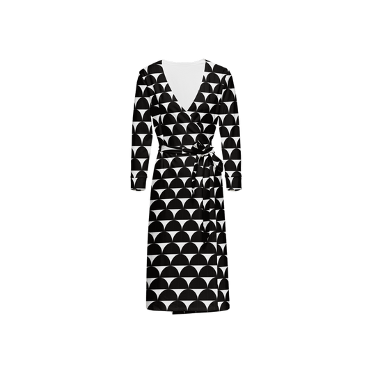 Bauhaus Moon Women's ¾ Sleeve Wrap Dress-Heavy Knit