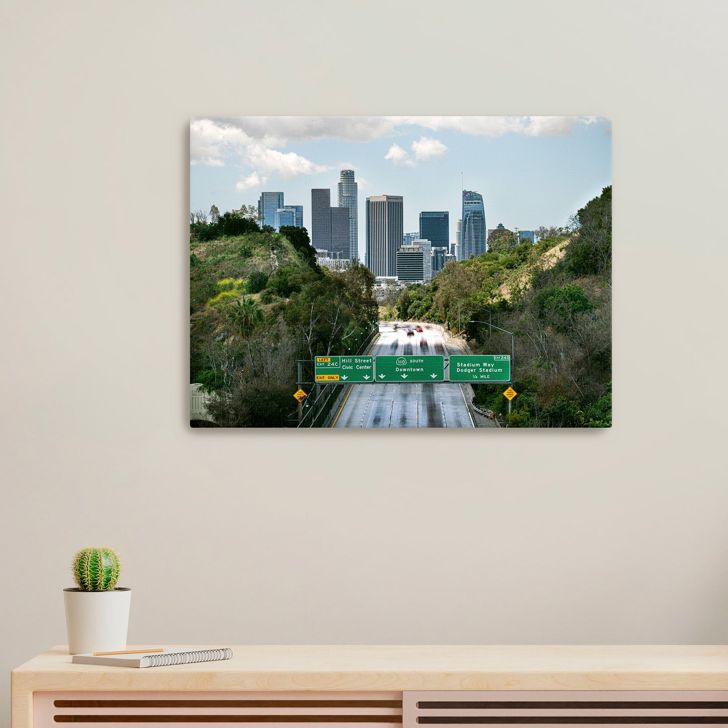 Day-LA Cityscape Stretched Canvas Print