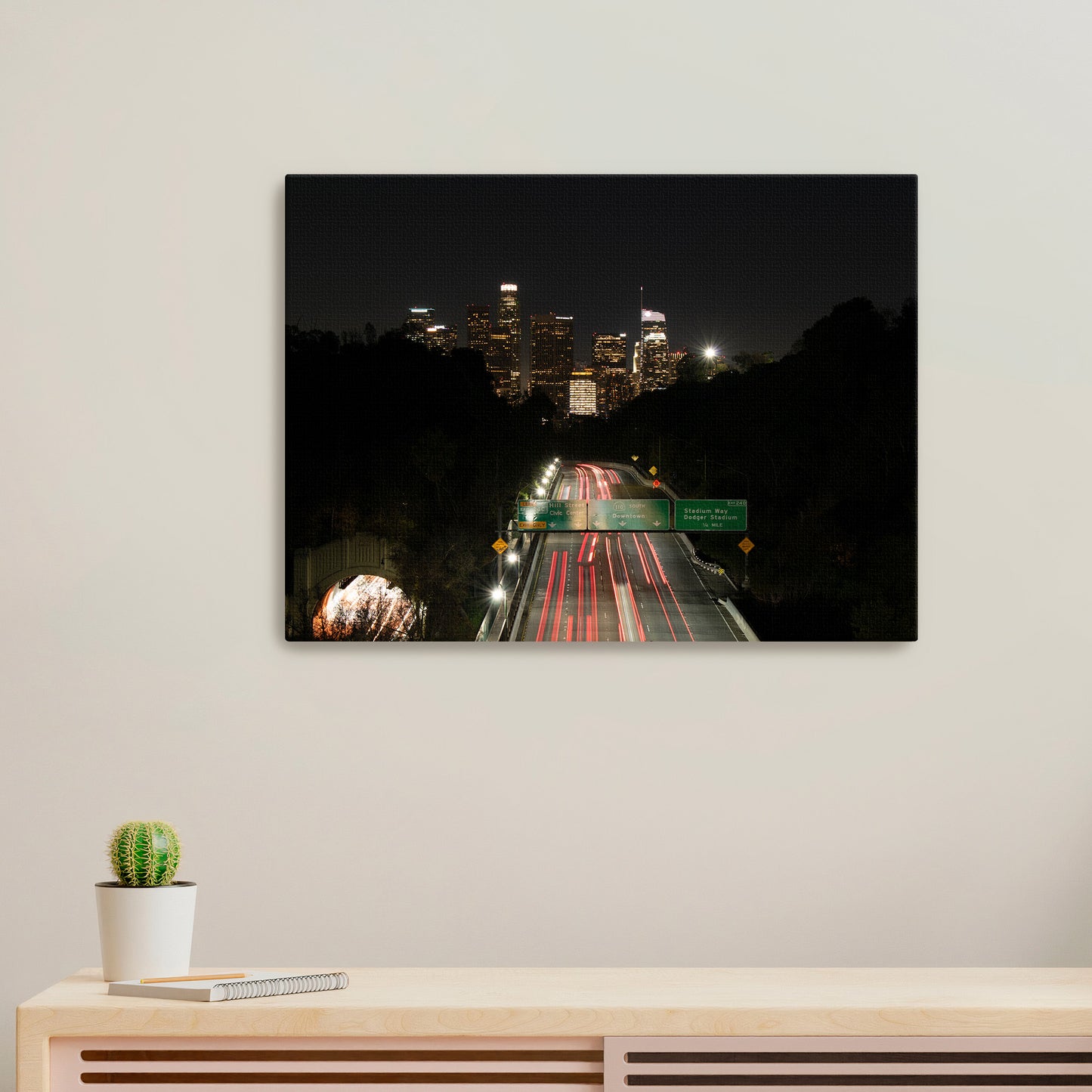 Night-LA Cityscape Stretched Canvas Print
