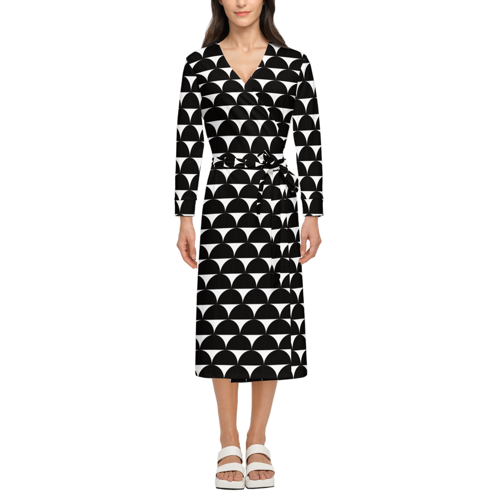 Bauhaus Moon Women's ¾ Sleeve Wrap Dress-Heavy Knit