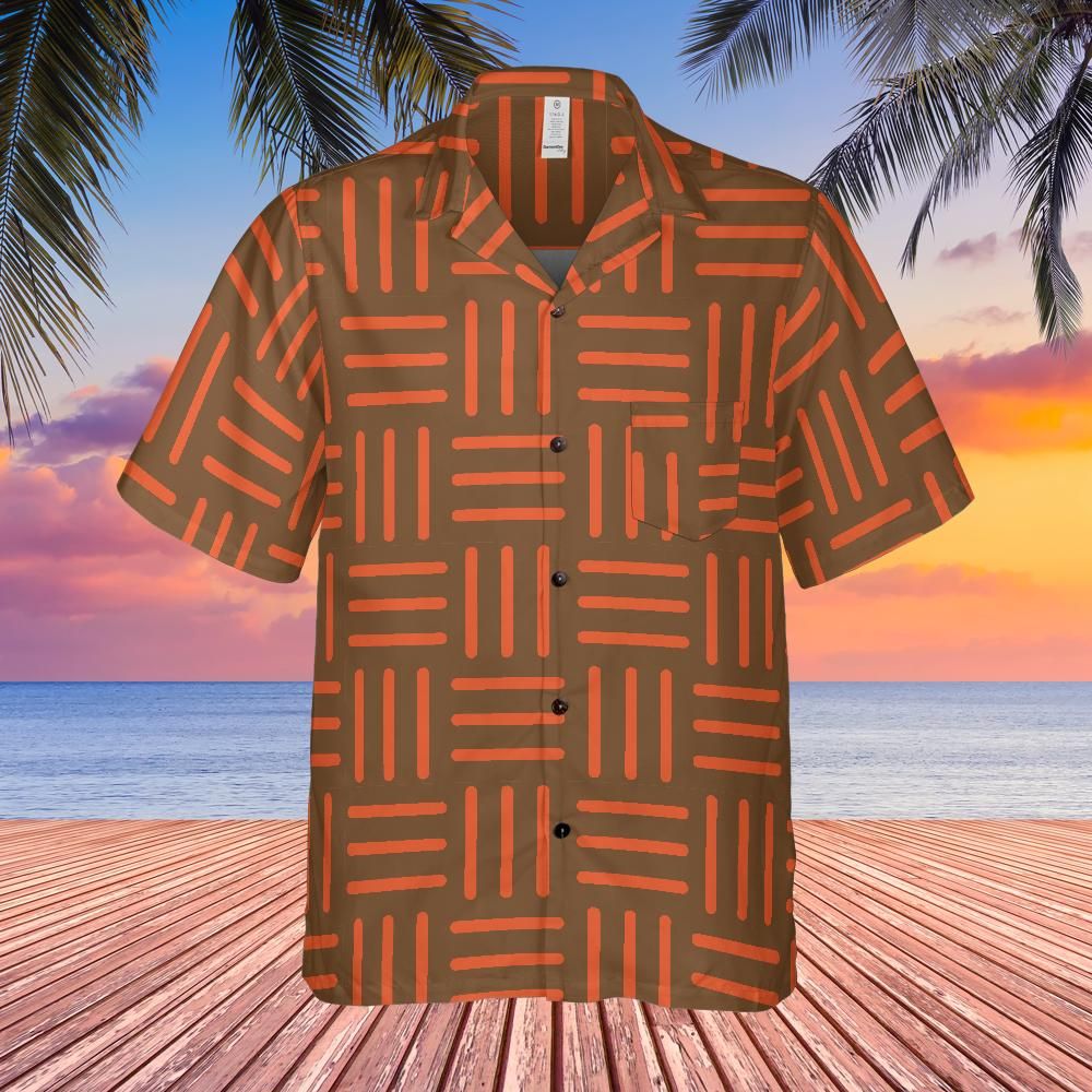 Tribal Grid All-over Print Pocket Regular Fit Hawaiian Shirt